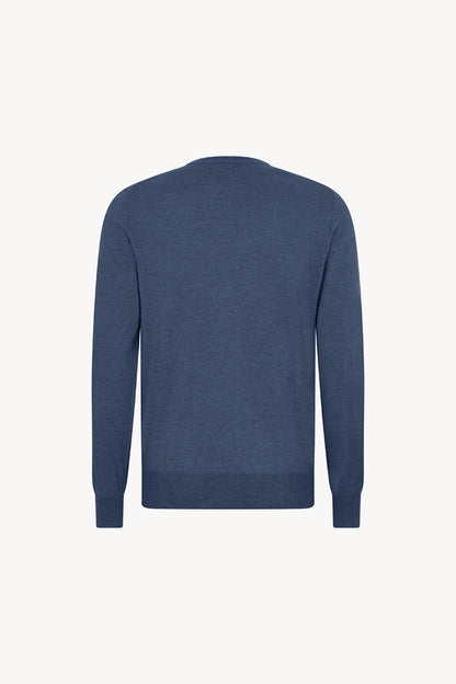 Maglia Girocollo in Puro Cashmere Denim Scuro