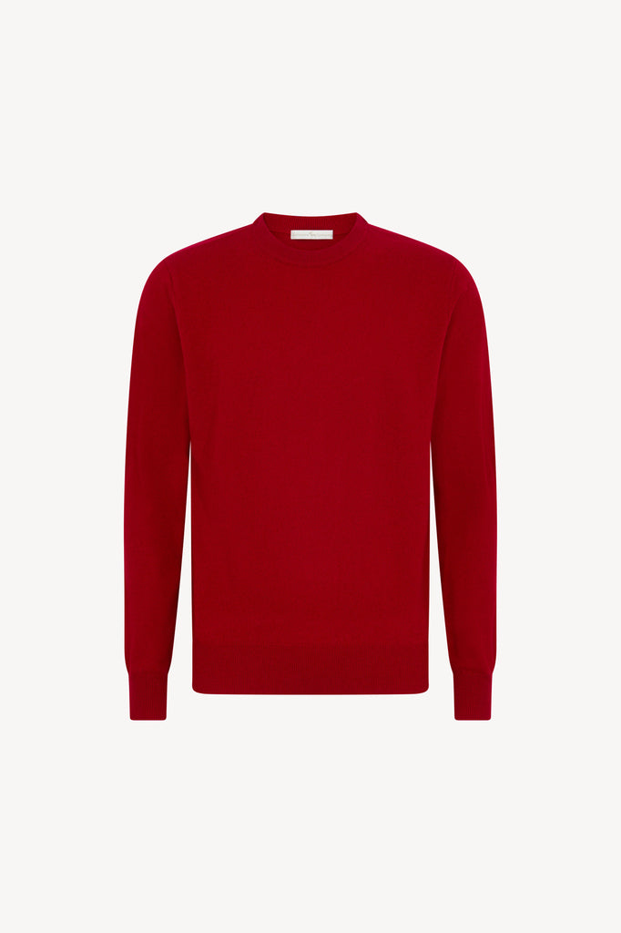 Maglia Girocollo in Puro Cashmere Rubino