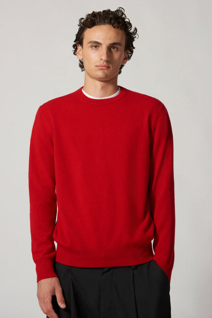 Maglia Girocollo in Puro Cashmere Rubino