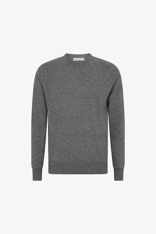 Maglia Girocollo in Puro Cashmere Silver