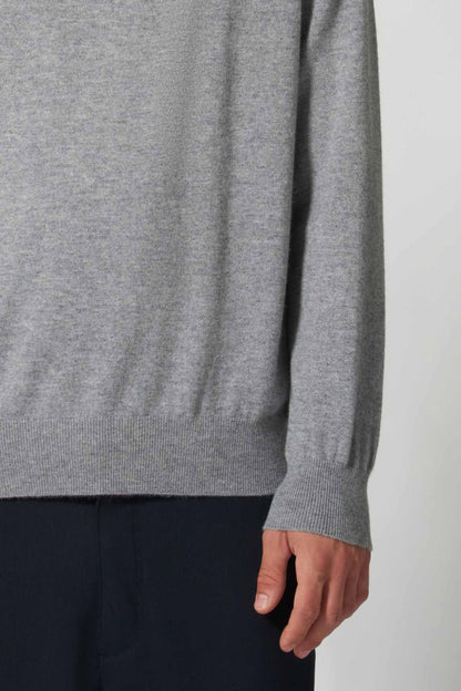 Maglia Girocollo in Puro Cashmere Silver