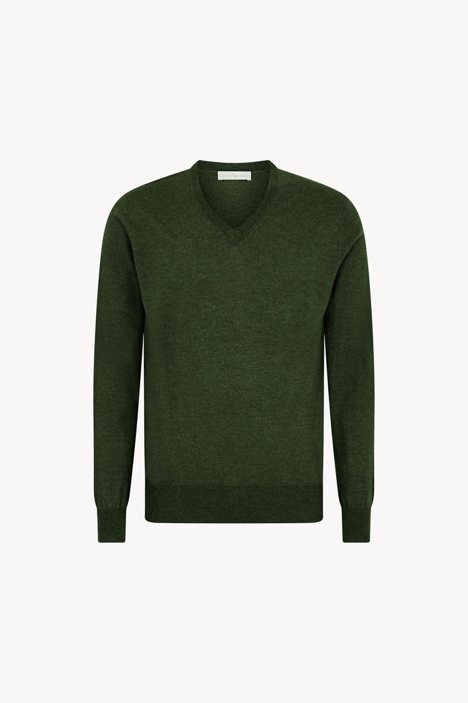 Maglia Scollo a V in Puro Cashmere Loden