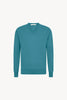 Maglia Scollo a V in Puro Cashmere Turchese