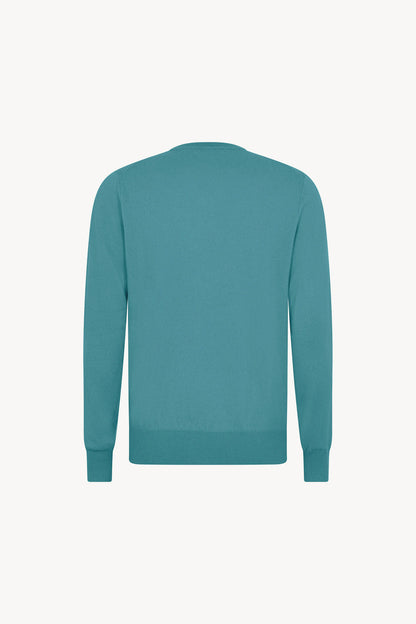 Maglia Scollo a V in Puro Cashmere Turchese