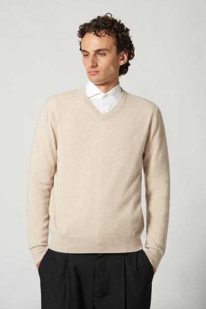 Maglia Scollo a V in Puro Cashmere Turchese