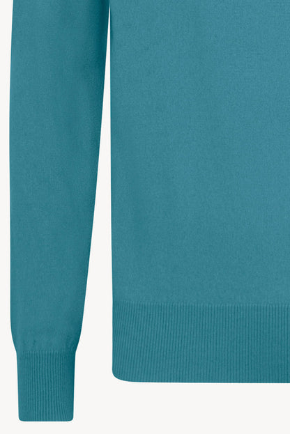 Maglia Scollo a V in Puro Cashmere Turchese