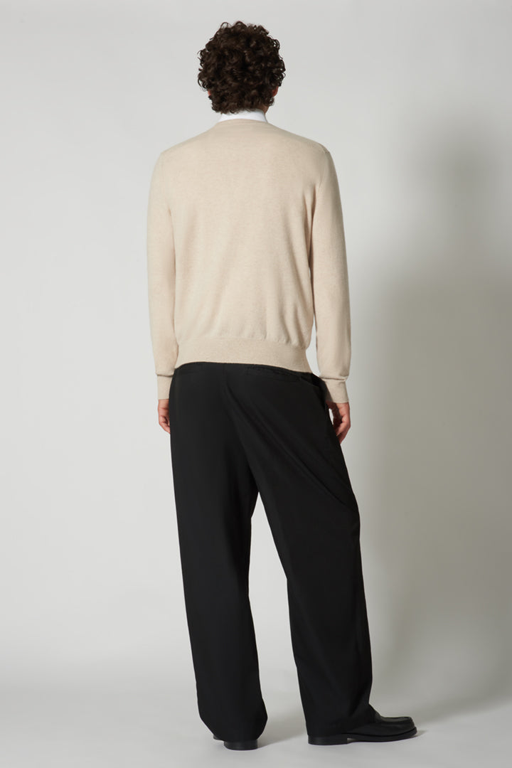 Maglia Scollo a V in Puro Cashmere Avena