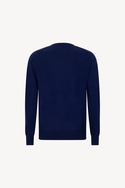 Maglia Scollo a V in Puro Cashmere Ink Blue