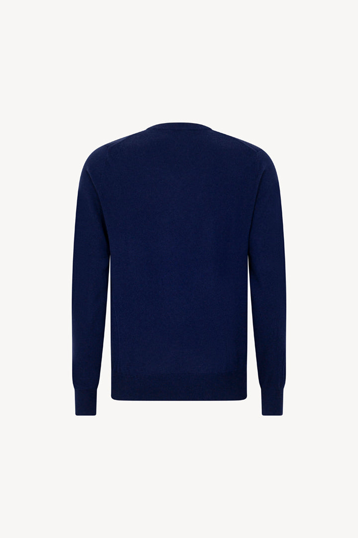 Maglia Scollo a V in Puro Cashmere Ink Blue