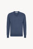 Maglia Scollo a V in Puro Cashmere Denim Scuro