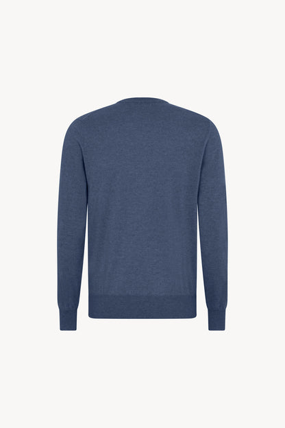 Maglia Scollo a V in Puro Cashmere Denim Scuro
