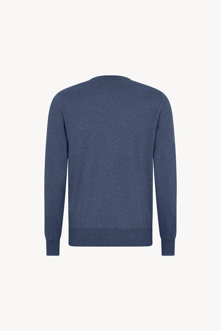 Maglia Scollo a V in Puro Cashmere Denim Scuro