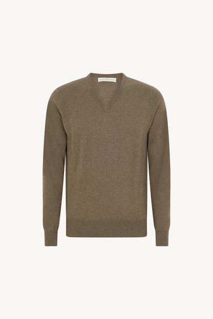 Maglia Scollo a V in Puro Cashmere Dune