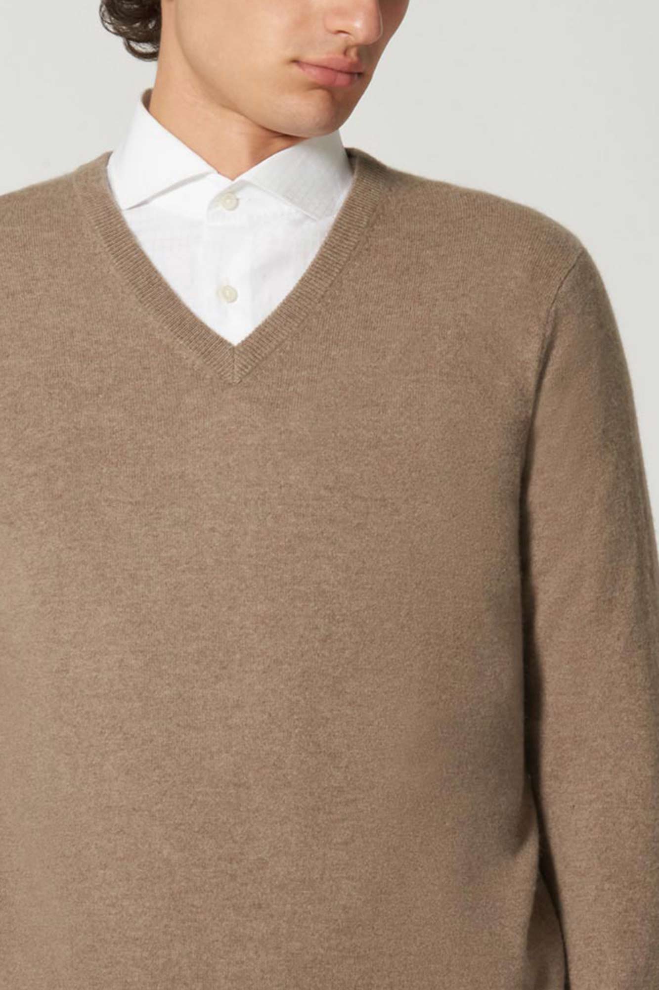 Maglia Scollo a V in Puro Cashmere Dune