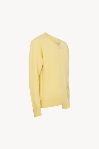 Maglia Scollo a V in Puro Cashmere Vanilla