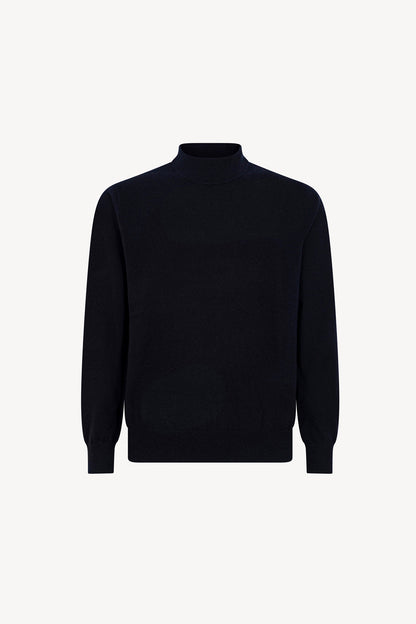 Maglia a Lupetto in Puro Cashmere Navy