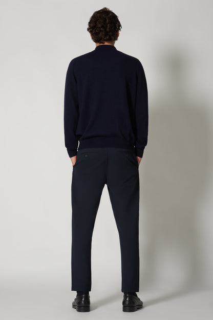 Maglia a Lupetto in Puro Cashmere Navy