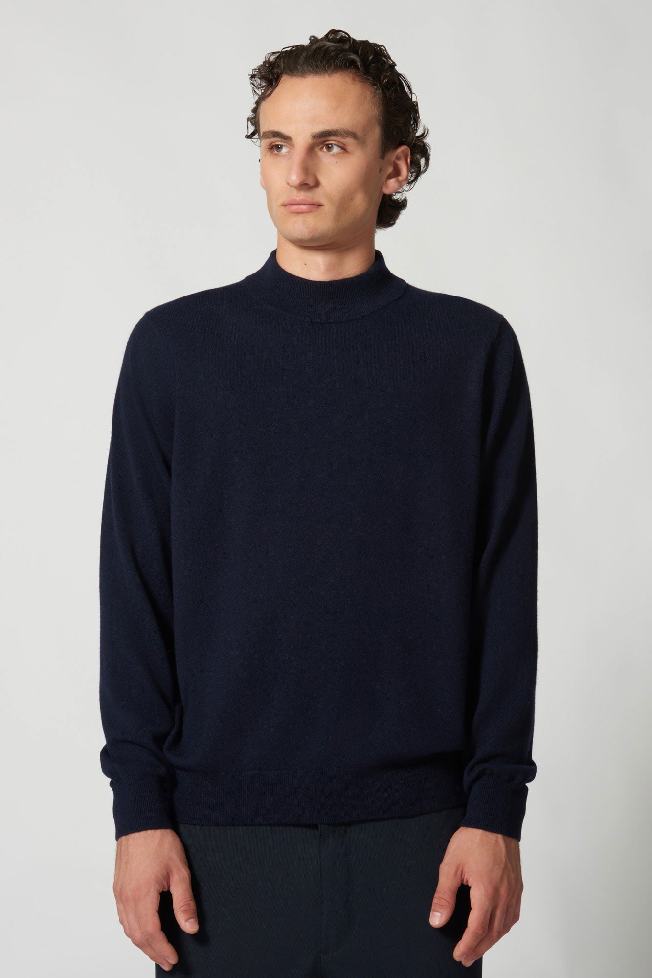 Maglia a Lupetto in Puro Cashmere Navy