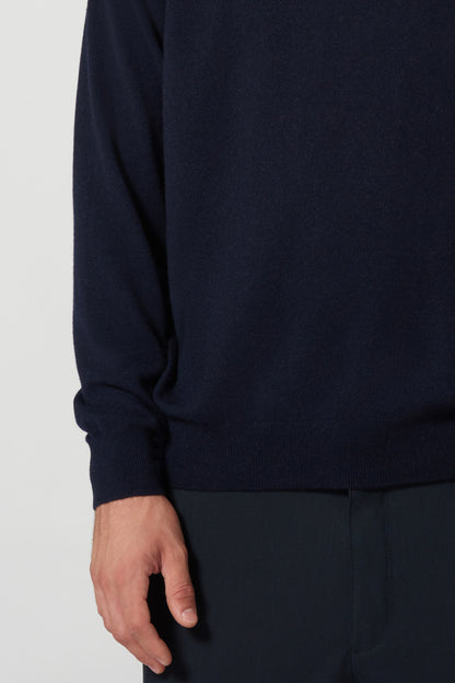 Maglia a Lupetto in Puro Cashmere Navy