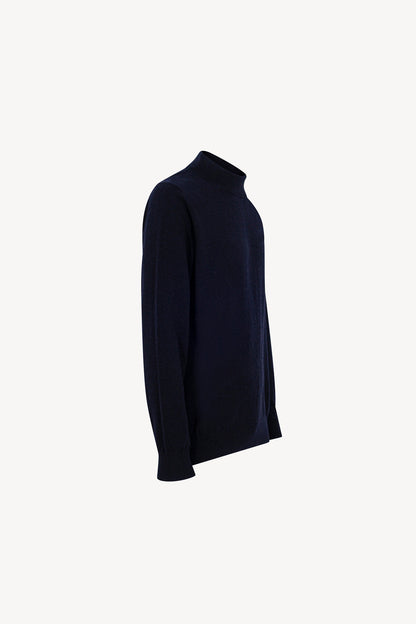 Maglia a Lupetto in Puro Cashmere Navy