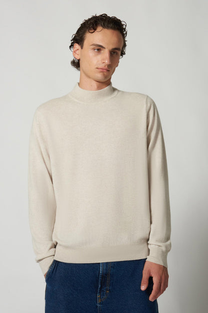 Maglia a Lupetto in Puro Cashmere Avena