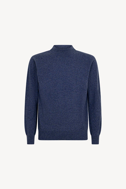 Maglia a Lupetto in Puro Cashmere Denim Scuro