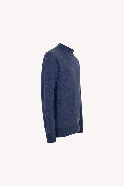 Maglia a Lupetto in Puro Cashmere Denim Scuro