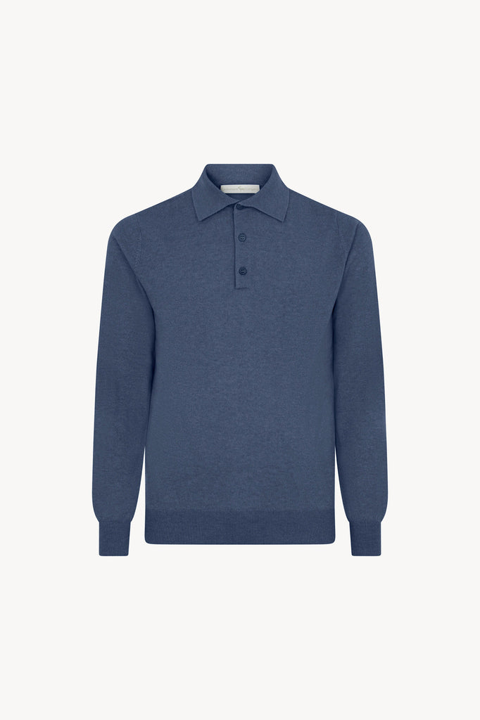 Polo in Puro Cashmere Denim Scuro