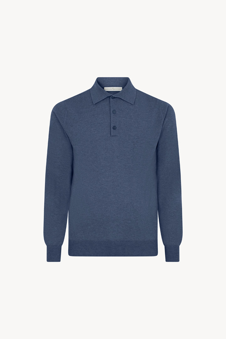Polo in Puro Cashmere Denim Scuro