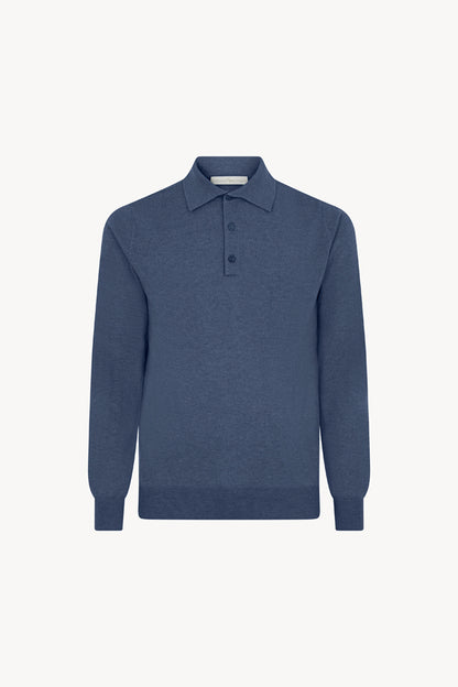 Polo in Puro Cashmere Denim Scuro