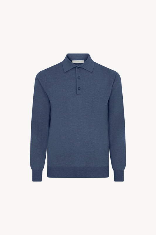 Polo in Puro Cashmere Denim Scuro
