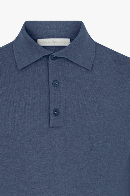 Polo in Puro Cashmere Denim Scuro