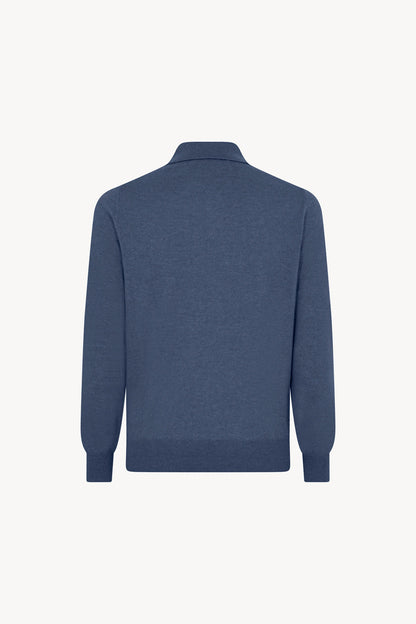 Polo in Puro Cashmere Denim Scuro