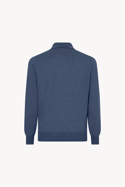 Polo in Puro Cashmere Denim Scuro