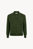 Loden Green Pure Cashmere Cardigan Bomber-Style with Full Zip