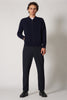Navy Pure Cashmere Cardigan Bomber-Style with Full Zip