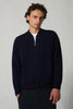 Navy Pure Cashmere Cardigan Bomber-Style with Full Zip