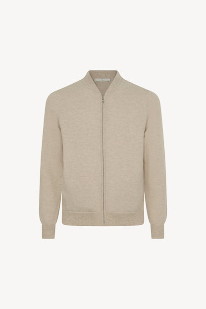 Oat Pure Cashmere Cardigan Bomber-Style with Full Zip