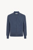 Dark Denim Pure Cashmere Cardigan Bomber-Style with Full Zip