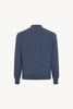 Dark Denim Pure Cashmere Cardigan Bomber-Style with Full Zip