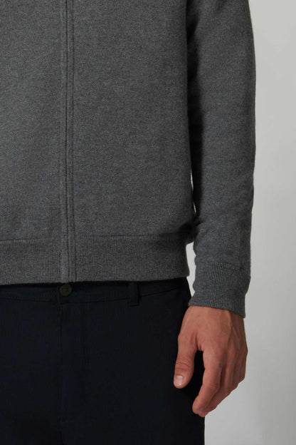Cardigan a Bomber con Zip in Puro Cashmere Flanella