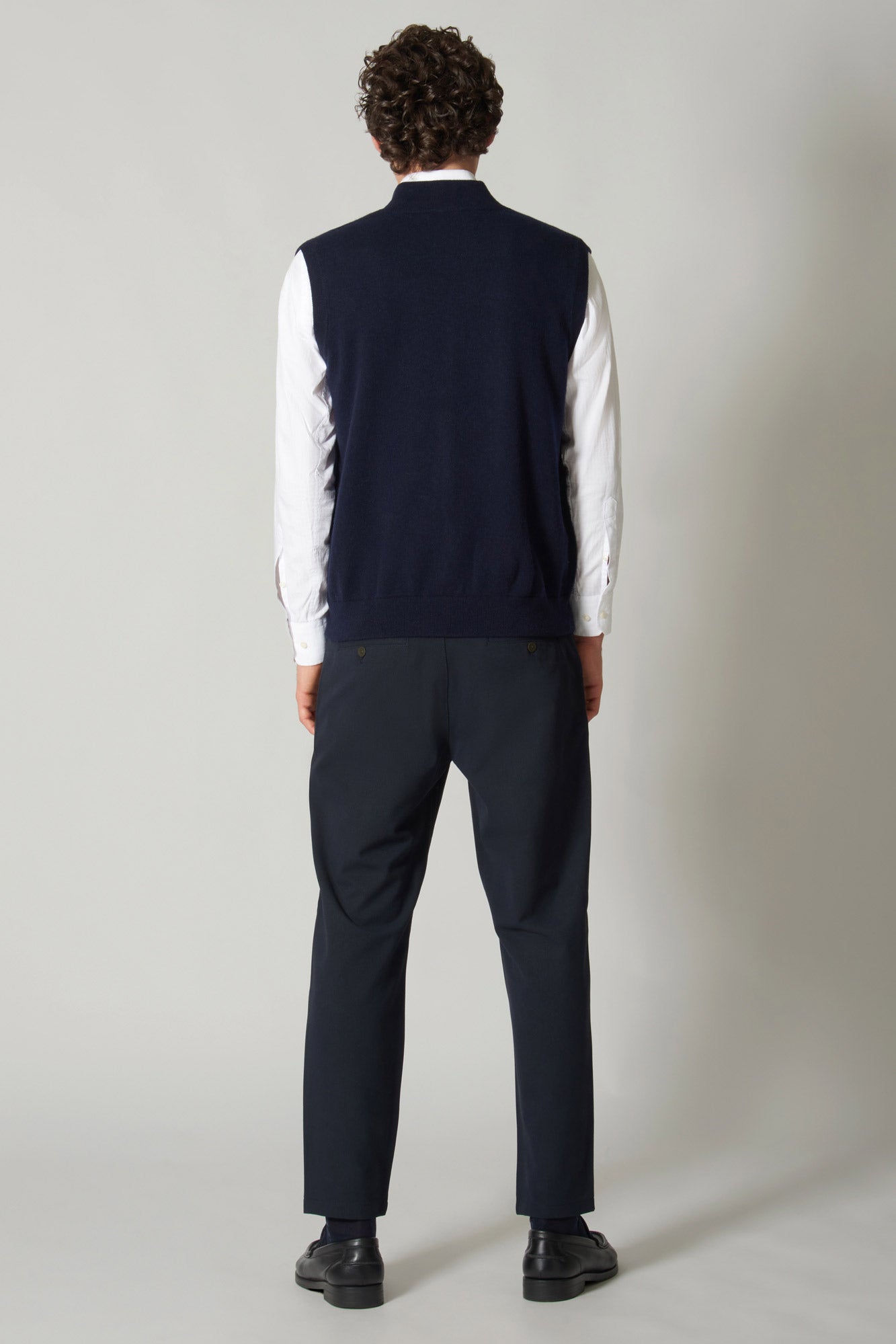 Gilet con Zip in Puro Cashmere Navy