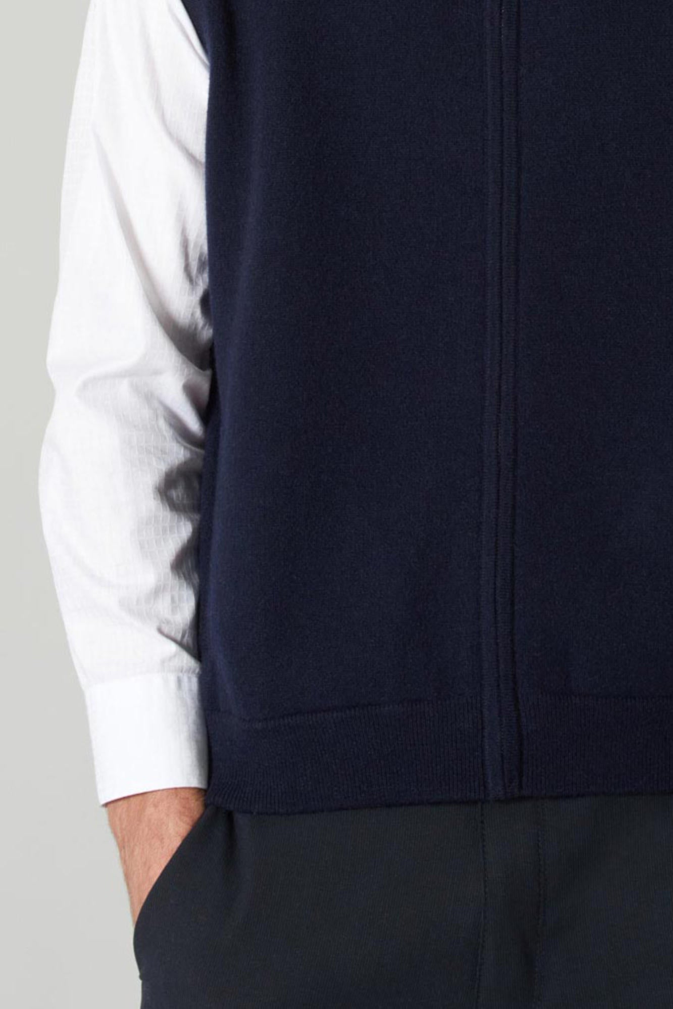 Gilet con Zip in Puro Cashmere Navy