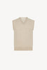Gilet Scollo a V in Puro Cashmere Avena