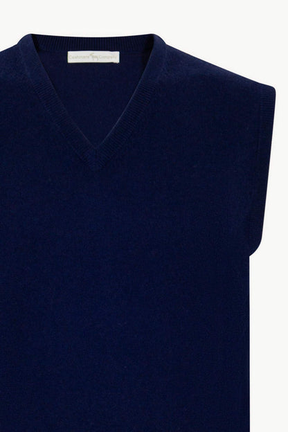 Gilet Scollo a V in Puro Cashmere Ink Blue
