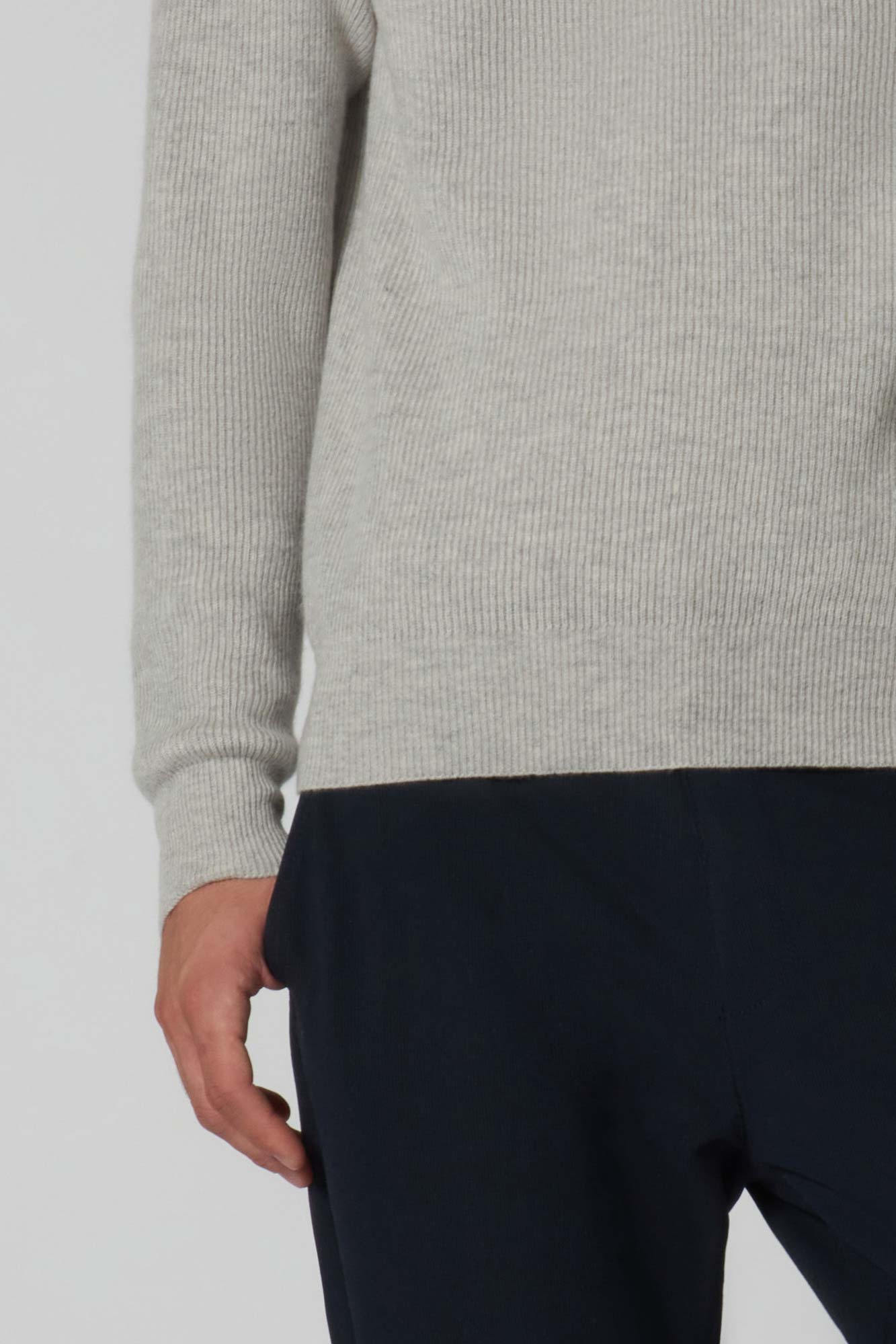 Girocollo a Costa Inglese in Puro Cashmere Pomice