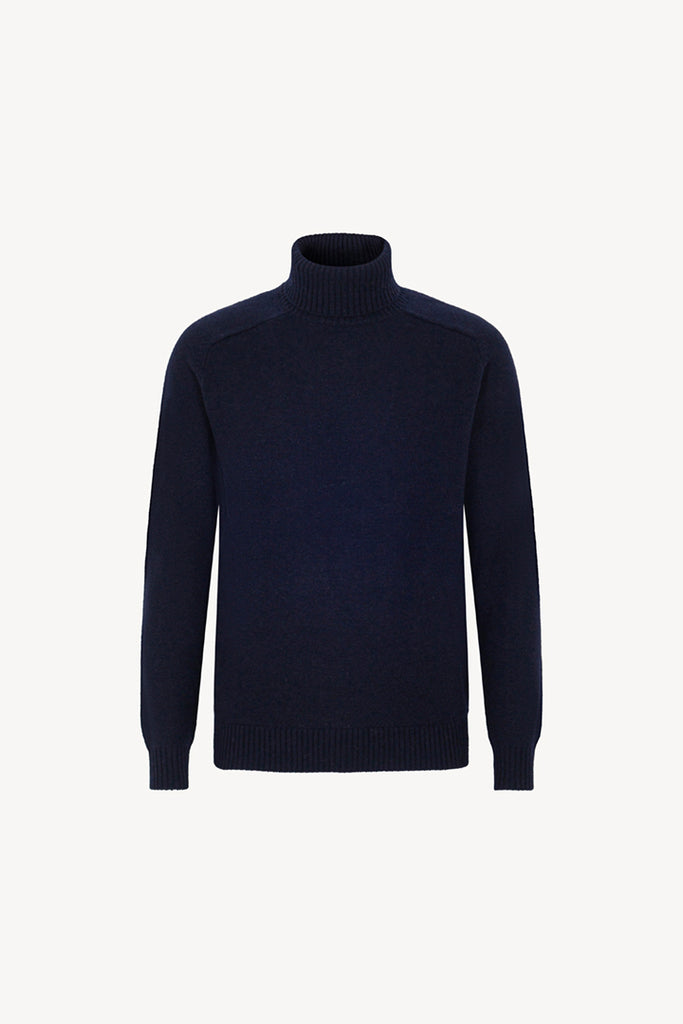 Navy Pure Cashmere 4-Ply Turtleneck Pullover