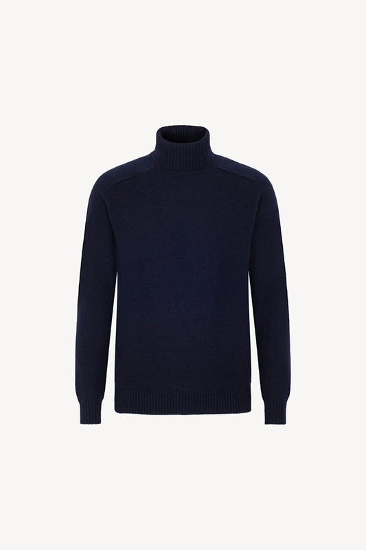 Navy Pure Cashmere 4-Ply Turtleneck Pullover