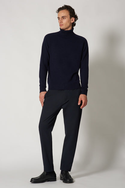 Navy Pure Cashmere 4-Ply Turtleneck Pullover