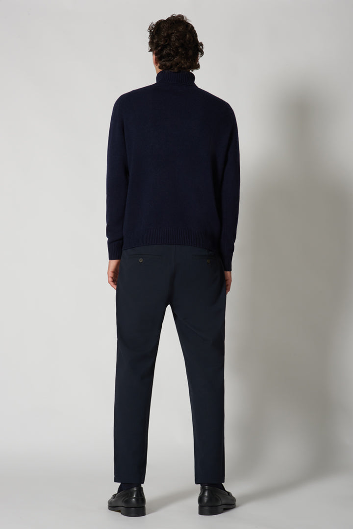 Navy Pure Cashmere 4-Ply Turtleneck Pullover